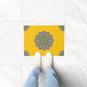 Turquise and Yellow Marble Moroccan Mosaic  Doormat