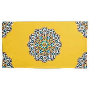 Turquise and Yellow Marble Moroccan Mosaic  Pillowcase