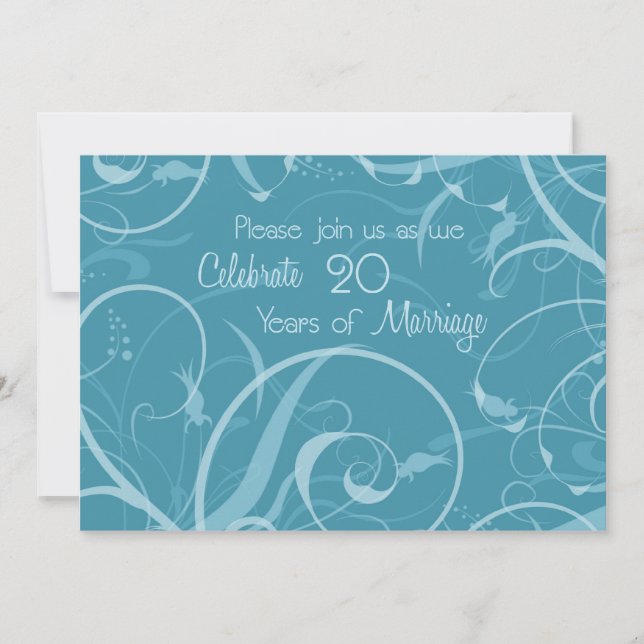 Turquoise 20th Wedding Anniversary Invitation (Front)
