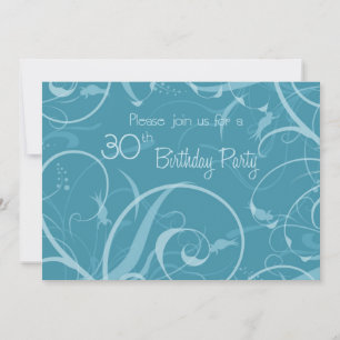 Turquoise 30th Birthday Party Invitation Cards