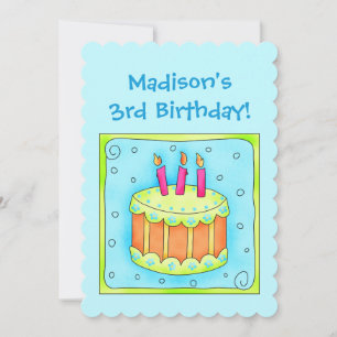 Turquoise 3e anniversaire fêter invitation