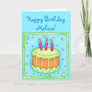 Turquoise 3rd Birthday Card with Cake