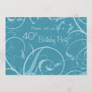 Turquoise 40th Birthday Party Invitation Cards