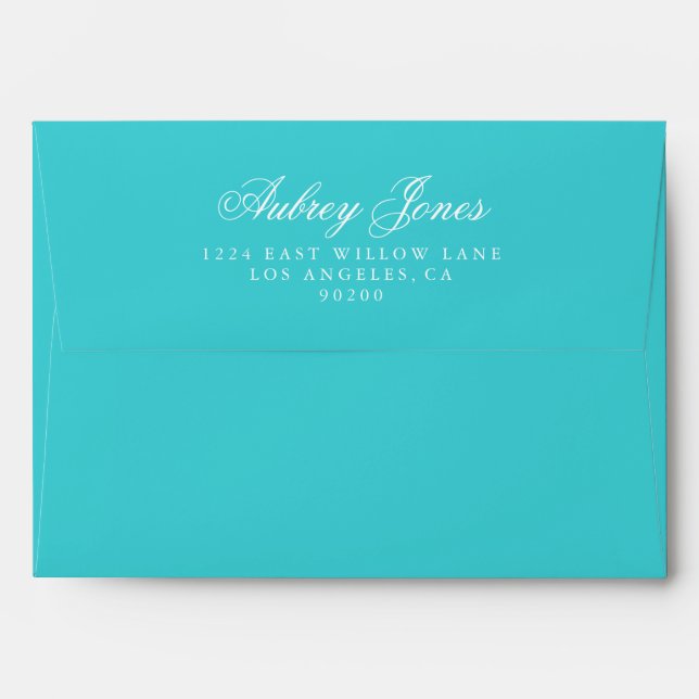 Turquoise A7 Pre-Addressed Linen Envelopes (Back (Top Flap))