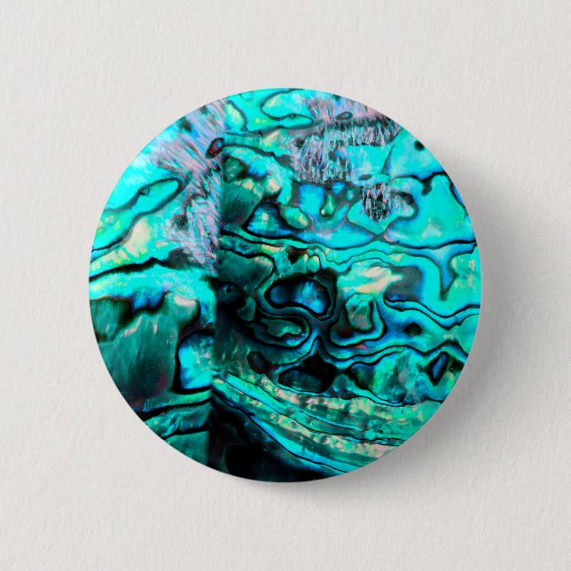 Turquoise abalone paua shell detail 2 inch round button (Front)