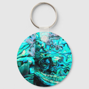 Turquoise abalone paua shell detail keychain
