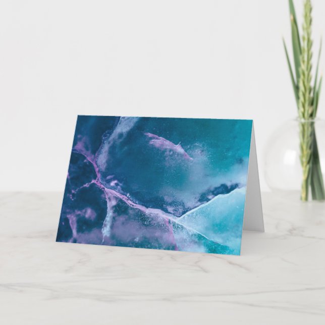 Turquoise Abstract Ice Art Card (Front)