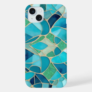 Turquoise Abstract Mosaic with Art Deco style iPhone 15 Plus Case