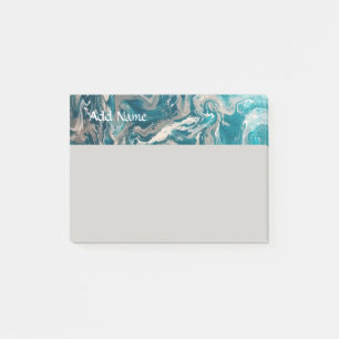 Turquoise Abstract Personalized Post it Notes 4x3