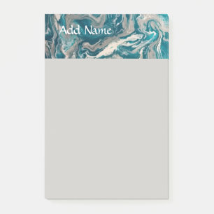Turquoise Abstract Personalized Post it Notes 4x6