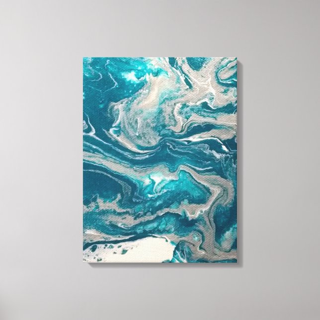 Turquoise Abstract print on stretched canvas (Front)