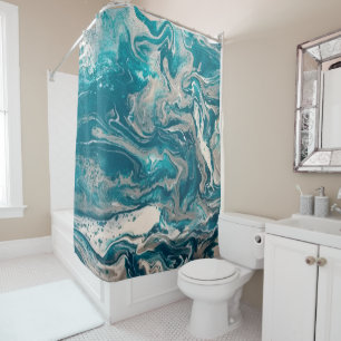 Turquoise Abstract Shower Curtain