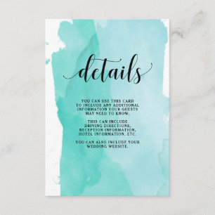 Turquoise Abstract Stripes   Wedding Guest Details Enclosure Card