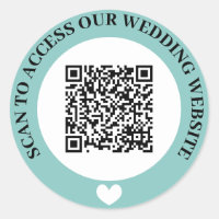 Turquoise Access Wedding Website Heart QR Code