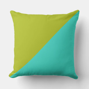 Turquoise & Acid green Solid Colour Background Throw Pillow
