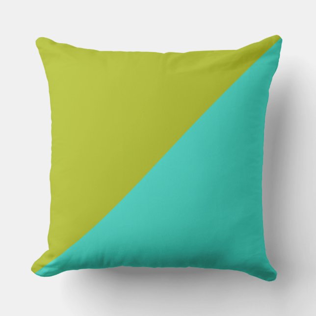 Turquoise & Acid green Solid Colour Background Throw Pillow (Front)