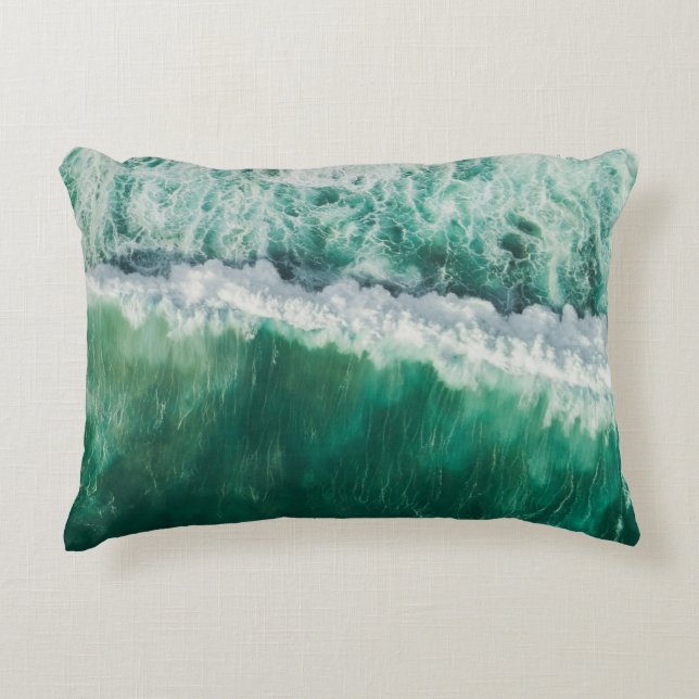 Turquoise Aerial Wave: Drone Shot Accent Pillow (Front)