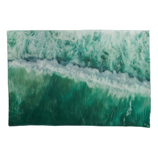 Turquoise Aerial Wave: Drone Shot Pillowcase