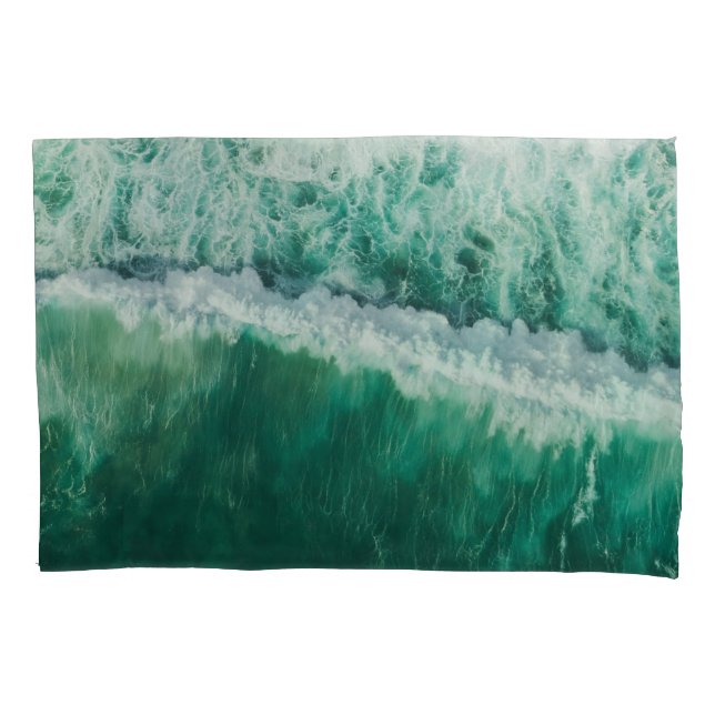 Turquoise Aerial Wave: Drone Shot Pillowcase (Front)