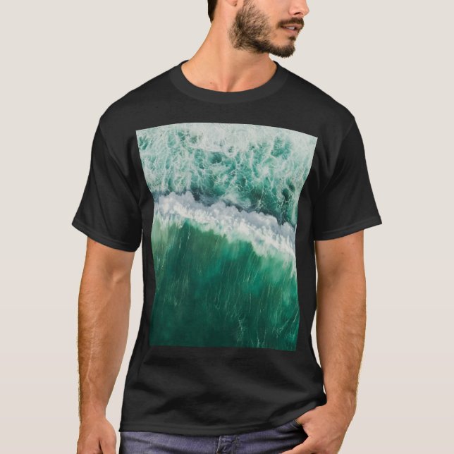 Turquoise Aerial Wave: Drone Shot T-Shirt (Front)