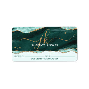 Turquoise Agate Géode Monogramme Étiquette de savo