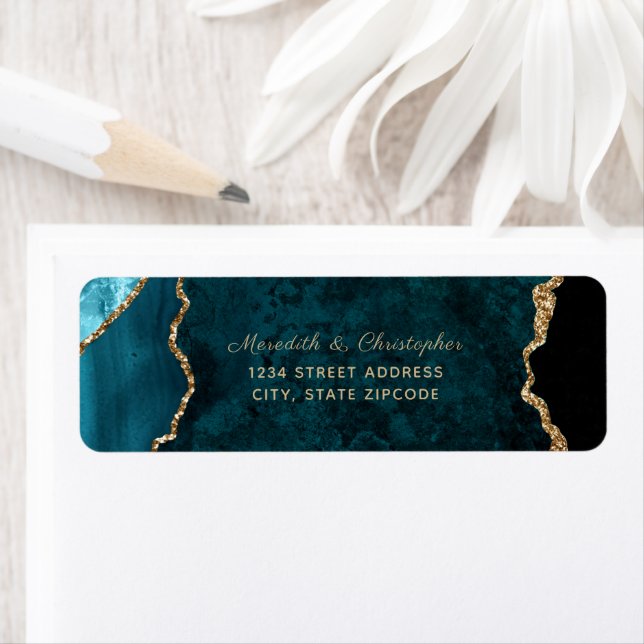 Turquoise Agate Gold Parties scintillant Mariage A (En situation)
