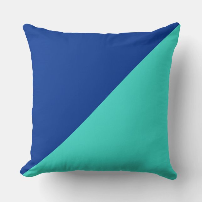 Turquoise & Air Force blue Solid Colour Background Throw Pillow (Front)
