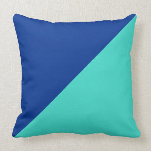 Turquoise & Air Force blue Solid Colour Background Throw Pillow