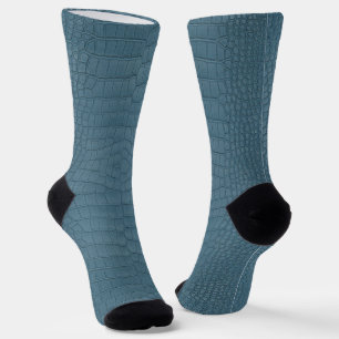 Turquoise Alligator Texture Print Socks