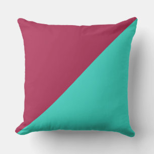 Turquoise & Amaranth deep purple Solid Colour Throw Pillow