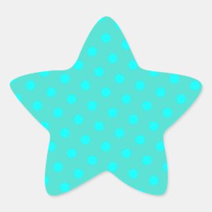Turquoise and Aqua Polka Dots Star Sticker