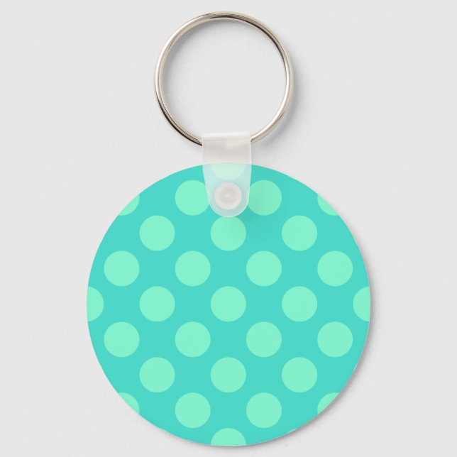 Turquoise and Aquamarine Dots Keychain (Front)