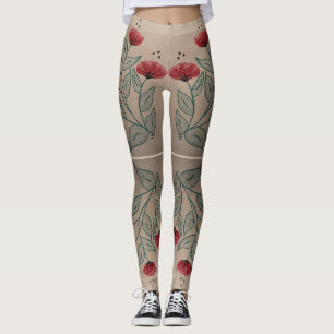 Turquoise and Barn Red Leggings
