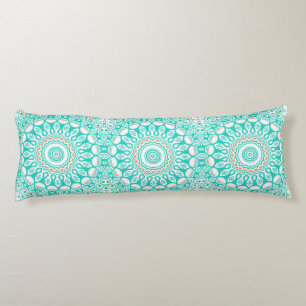 Turquoise and Beige Coastal Mandala Design Body Pillow