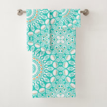 Turquoise and Beige Ocean Mandala Pattern