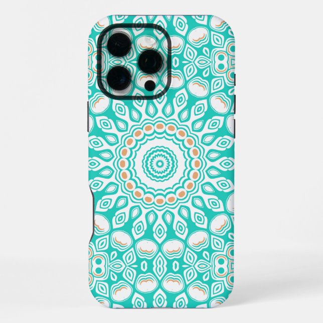 Turquoise and Beige Ocean Mandala Pattern iPhone Case (Back)