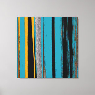 Turquoise And Black - Abstract Art Stripes Canvas Print