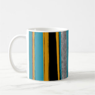 Turquoise And Black - Abstract Art Stripes Coffee Mug