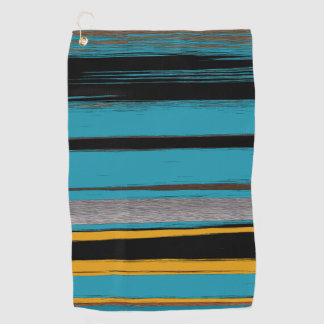 Turquoise And Black - Abstract Art Stripes Golf Towel