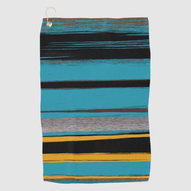 Turquoise And Black - Abstract Art Stripes Golf Towel (Front)