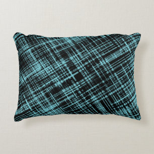 Turquoise and Black Abstract Stripe Pattern Accent Pillow