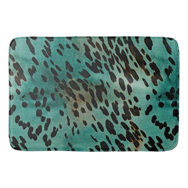 Turquoise and Black Bath Mat (Front)