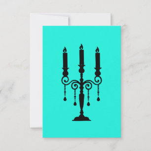 Turquoise and black candelabra RSVP card