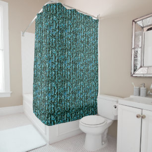Turquoise and Black Cheetah Print Shower Curtain