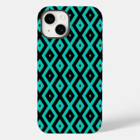 Turquoise and black diamond pattern