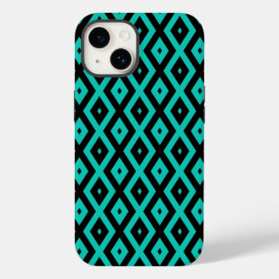 Turquoise and black diamond pattern Case-Mate iPhone 14 case