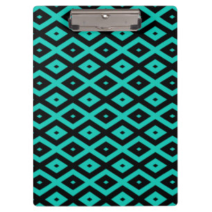 Turquoise and black diamond pattern clipboard