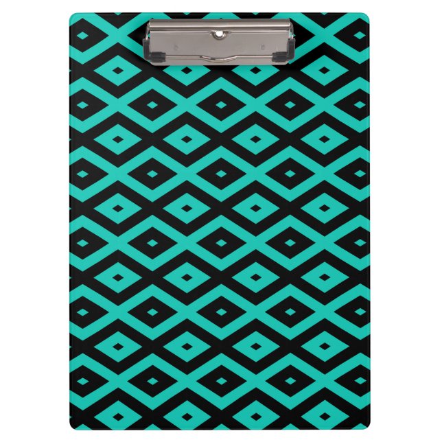 Turquoise and black diamond pattern clipboard (Front)