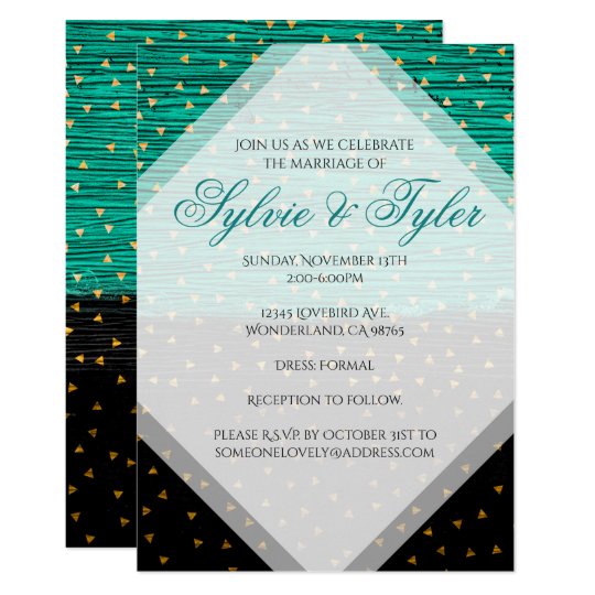 Turquoise and Black Gold Triangles Card