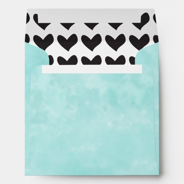 Turquoise and Black Hearts Envelope (Back (Bottom))